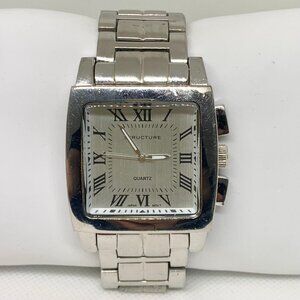 Structure men silver tone wrist watch 38mm Roman indices quartz analog running
